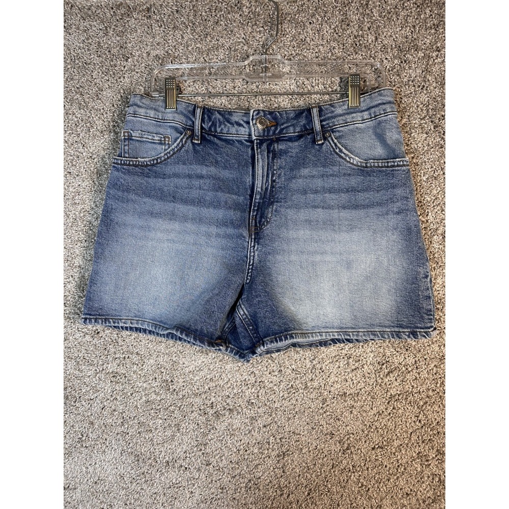 H&M Mini Denim Jean Shorts Sze 10 Medium Wash High Rise Casual Streetwear Summer